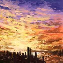 夕暮れ時の街