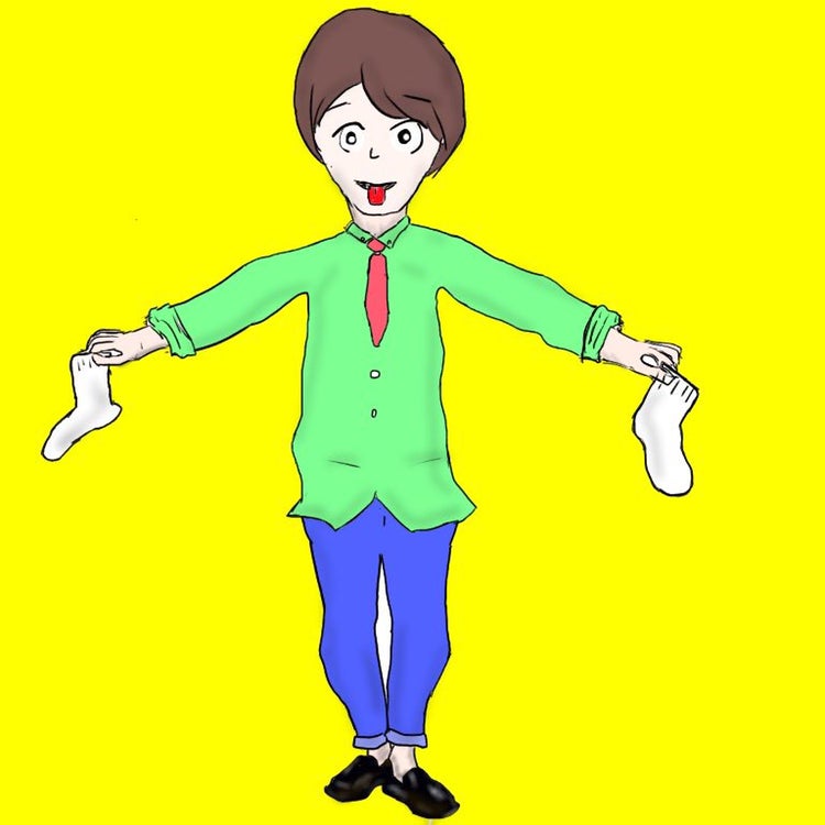 裸足でローファー